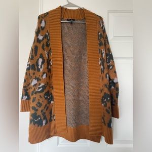 Orange brown Jessica Simpson Meghan speckled cheetah cardigan